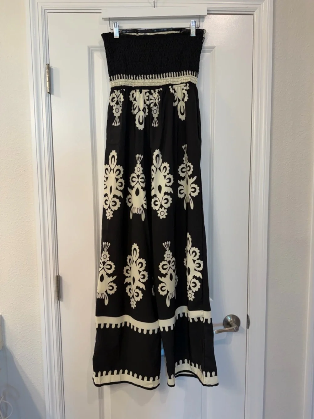 Strapless Black & Cream Jumpsuit- SMALL - Picture 7 of 7